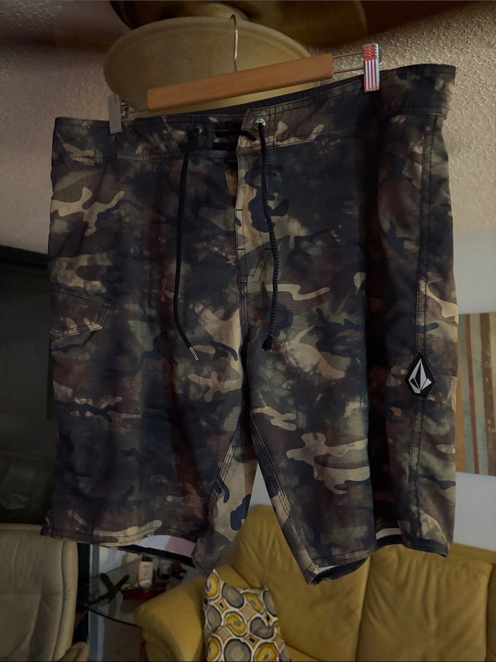 Volcom Men's Camo Athletic Shorts - Brown & Green. Board shorts